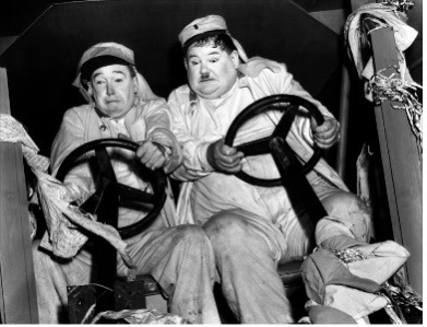 A photo of Laurel and Hardy in The Flying Deuces