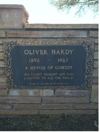 The headstone of Oliver Hardy at Valhalla Memorial Park