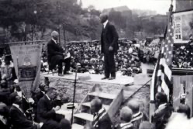 A photograph of a cornerstone laying ceremony of a Masonic Temple.