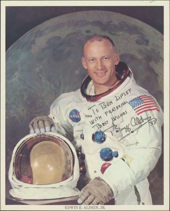 Photograph of Buzz Aldrin fraternally inscribed to Ben B. Lipset Photograph of Buzz Aldrin fraternally inscribed to Ben B. Lipset