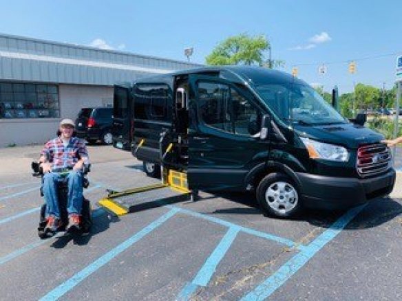 Josh Marshbanks is a proud new owner of a 2019 Ford Transit Mobility equipped van Josh Marshbanks is a proud new owner of a 2019 Ford Transit Mobility equipped van