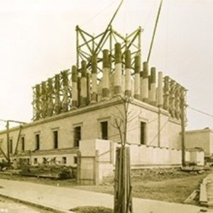 A photo of the House of the Temple under construction