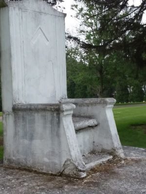 Masonic chair crumbling from years of neglect